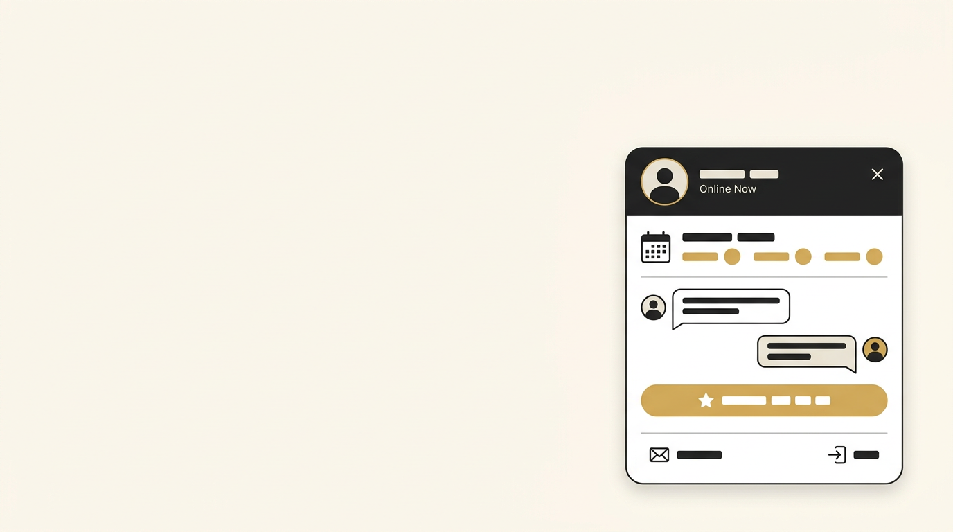 Website chat widget popup in the corner of a site offering to book an estimate