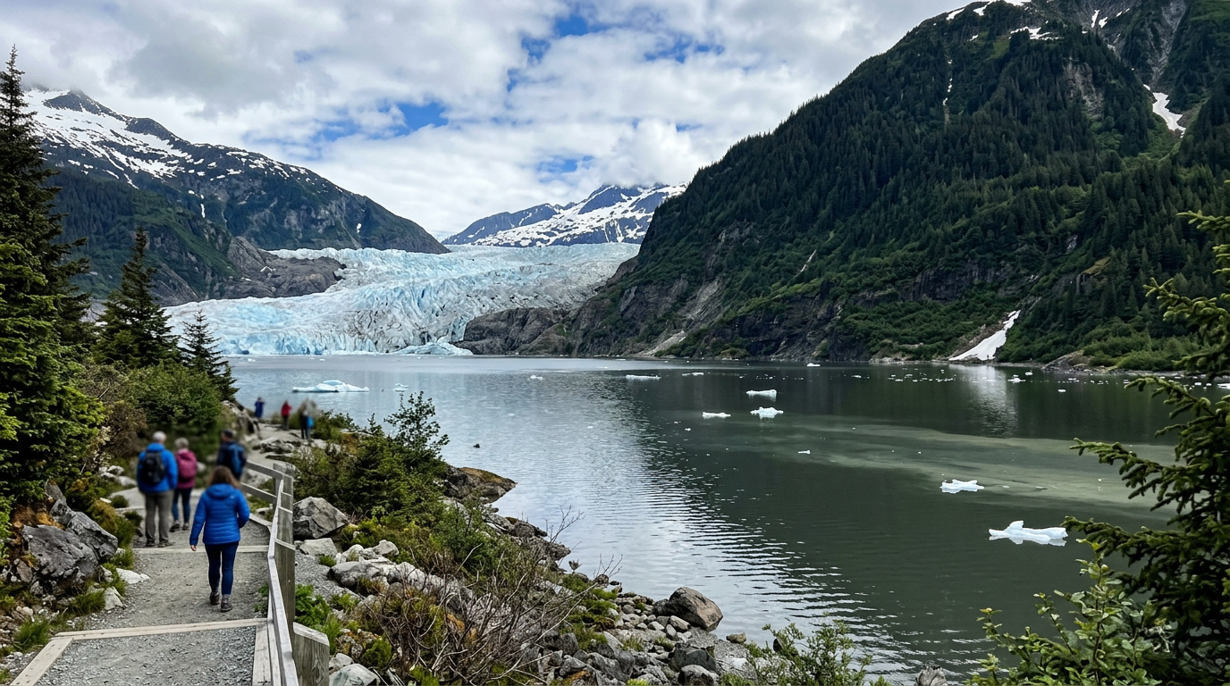 Mendenhall Glacier and lake near Juneau, Alaska