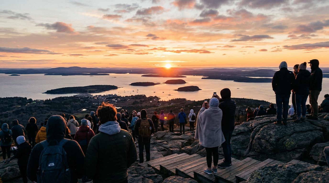 Sunrise from Cadillac Mountain in Acadia National Park, Maine